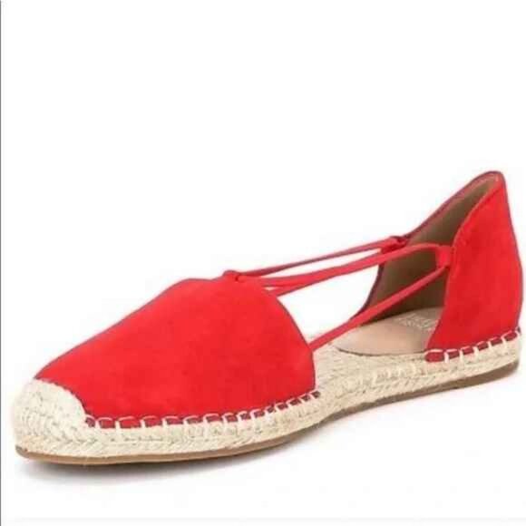 Eileen Fisher Lee Espadrilles Flats Red Suede Shoe Jute Trim D'Orsay -Size 10 - Picture 2 of 15